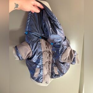Pet Life Metallic Blue and Gray Puffer Jacket